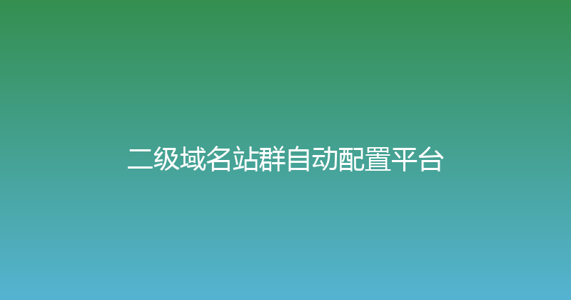 二级域名站群自动配置平台 封面图