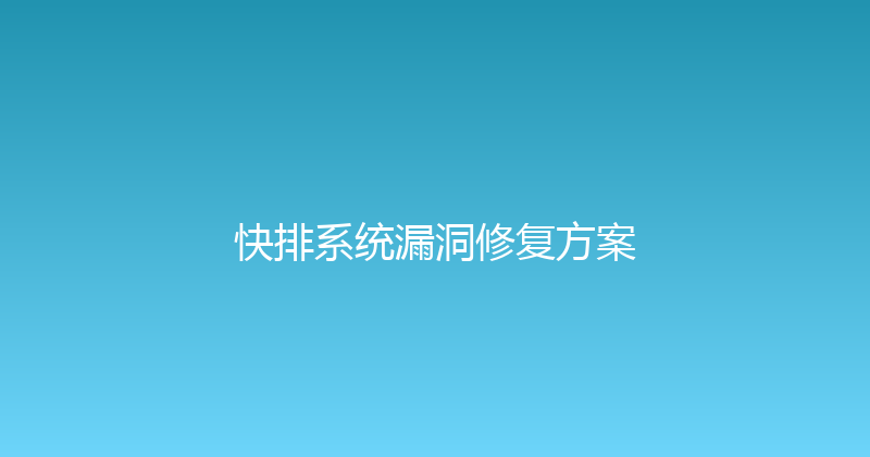 快排系统漏洞修复方案 封面图