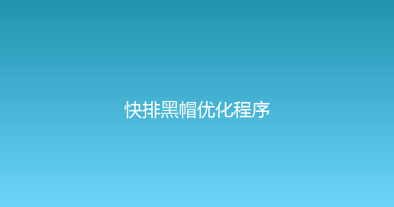 快排黑帽优化程序 封面图