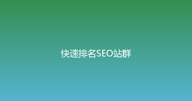 快速排名SEO站群 封面图