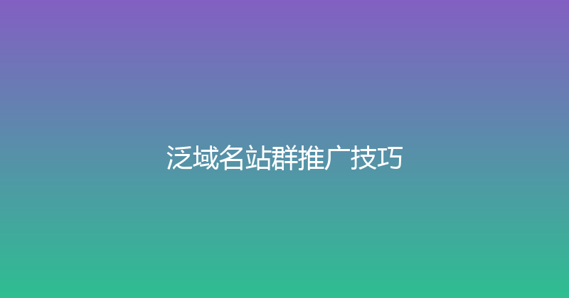 泛域名站群推广技巧 封面图
