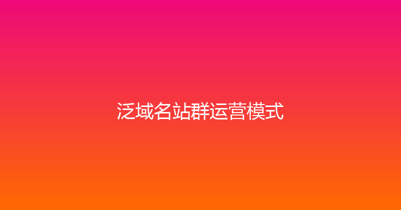 泛域名站群运营模式 封面图