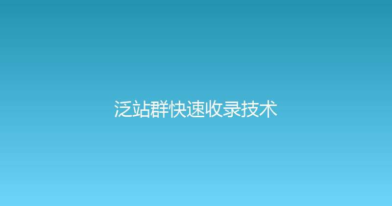 泛站群快速收录技术 封面图