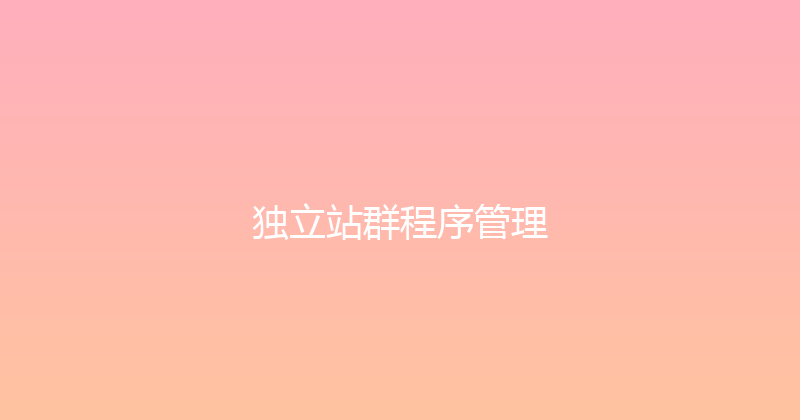 独立站群程序管理 封面图