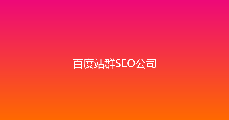 百度站群SEO公司 封面图