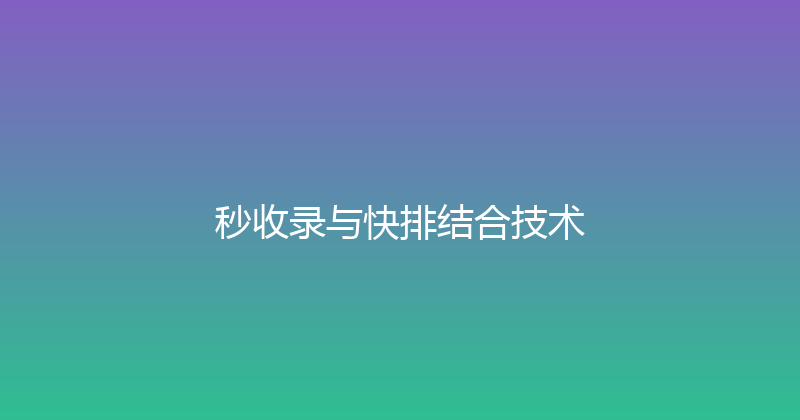 秒收录与快排结合技术 封面图