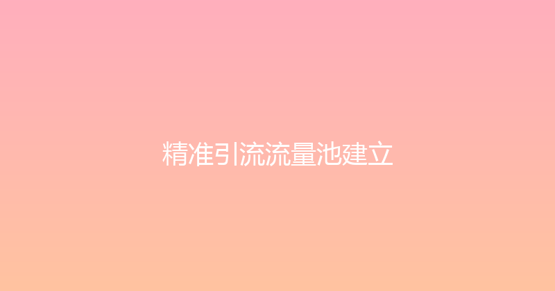 精准引流流量池建立 封面图