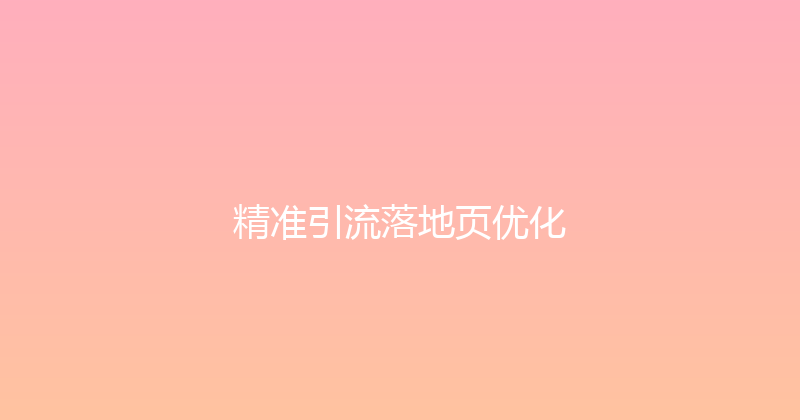 精准引流落地页优化 封面图